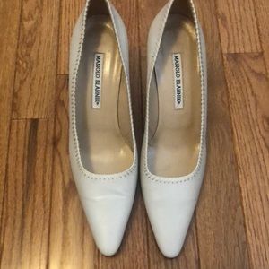Manolo Blahnik white pumps